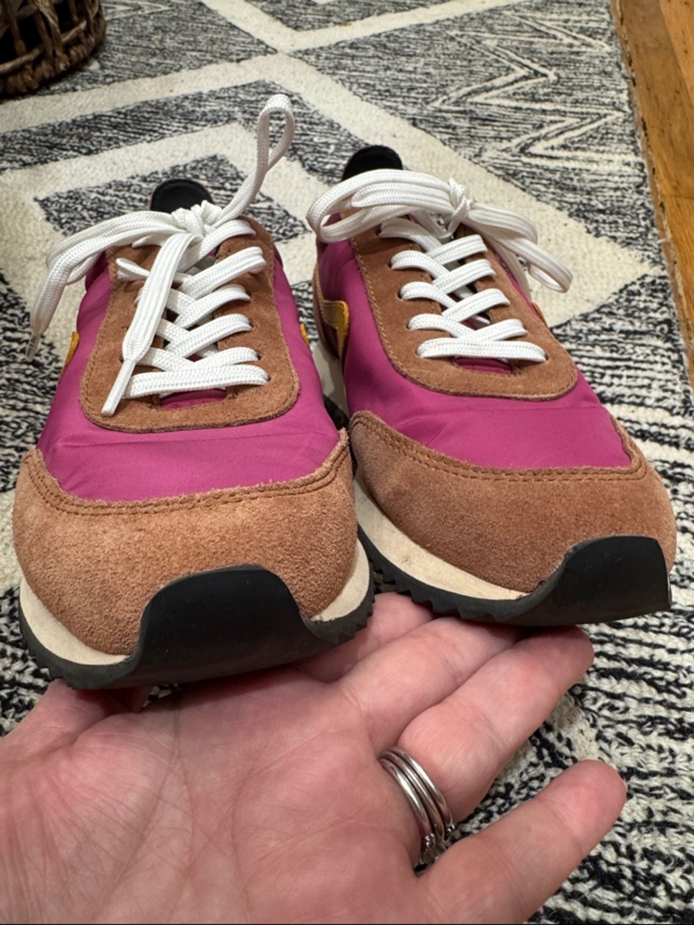 rag & bone Magenta and Brown Runner Sneakers with Yellow Accent - Picture 10 of 11